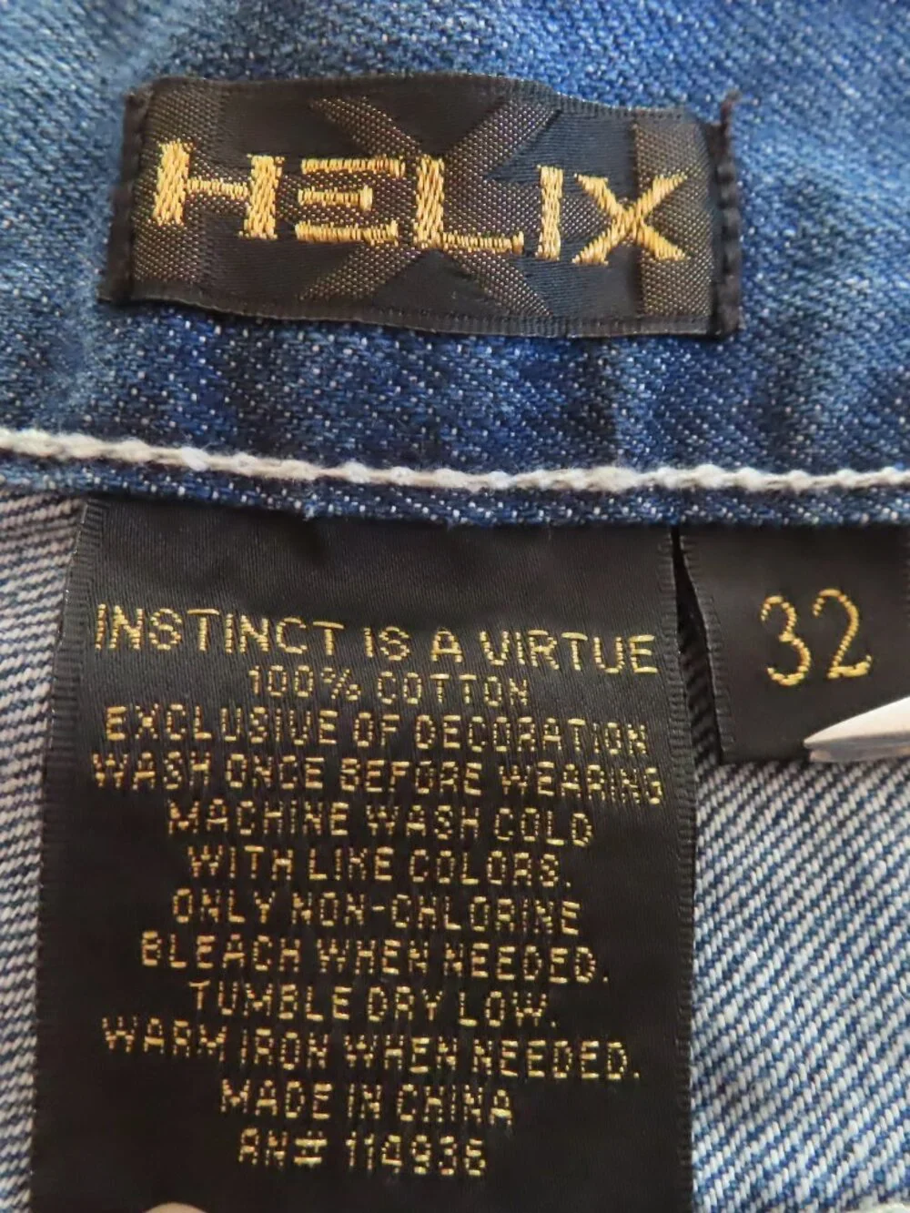 Helix Mens Jean Shorts Size 32 Denim Jorts Blue Faded Instinct is a Virtue